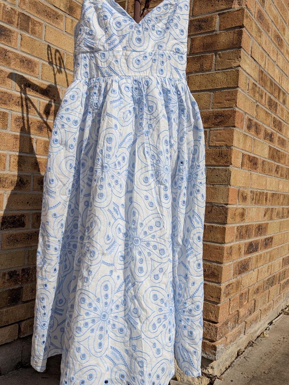 Lulus Sunny Poise White Cotton Eyelet Embroidered Midi Dress Medium